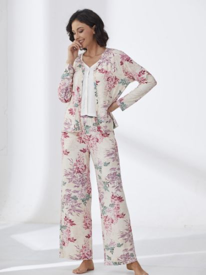 Picture of Women's Three-Piece Pajama with Buttons