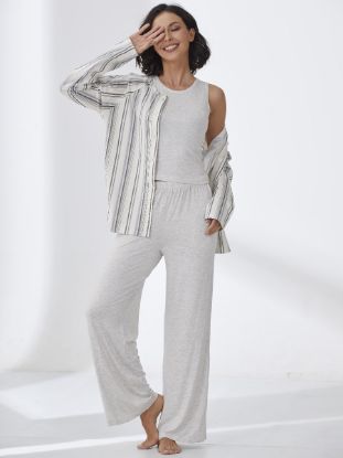 Picture of Women's Three-Piece Pajama with Buttons