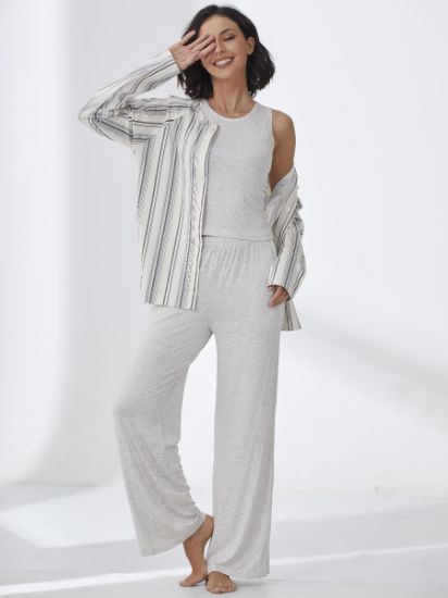 Picture of Women's Three-Piece Pajama with Buttons