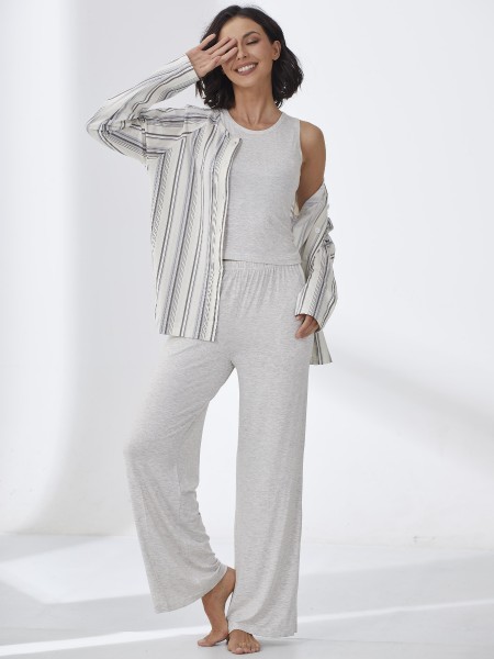 Picture of Women's Three-Piece Pajama with Buttons