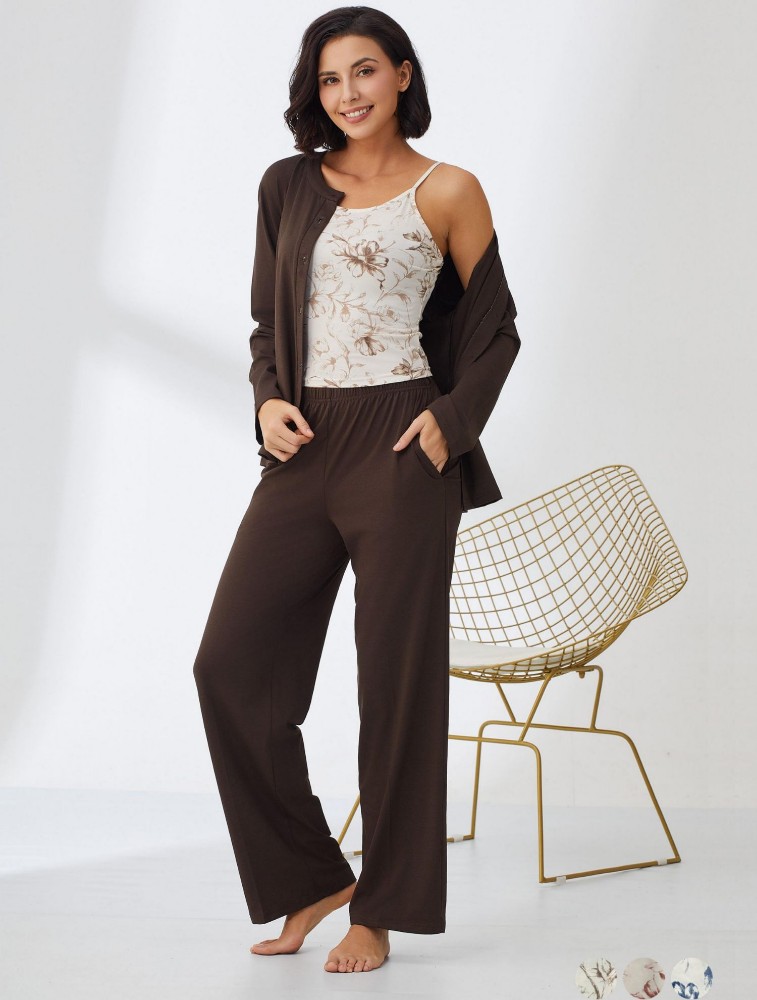 Picture of Women's Three-Piece Pajama with Buttons