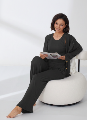 Picture of Women's Three-Piece Pajama with Buttons