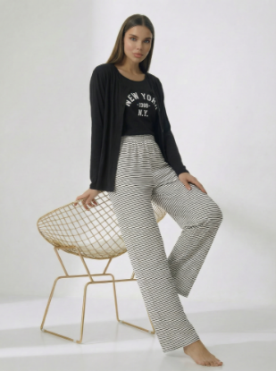 Picture of Women's Three-Piece Pajama with Buttons