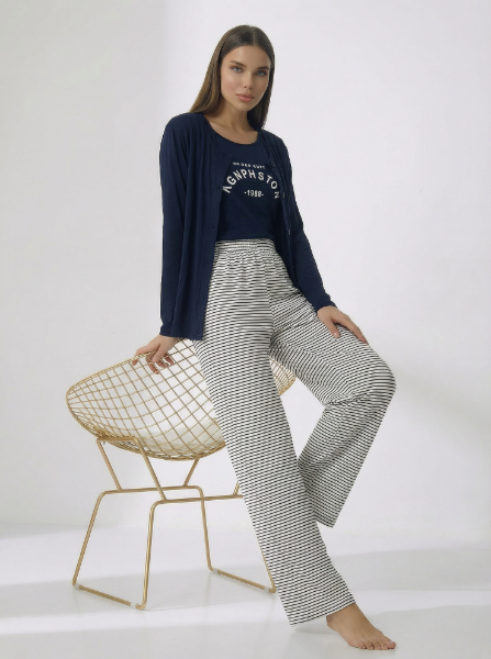 Picture of Women's Three-Piece Pajama with Buttons