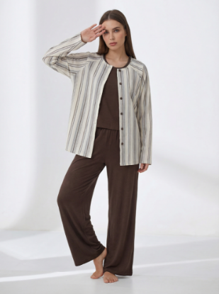 Picture of Women's Three-Piece Pajama with Buttons