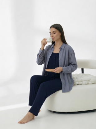 Picture of Women's Three-Piece Pajama with Buttons