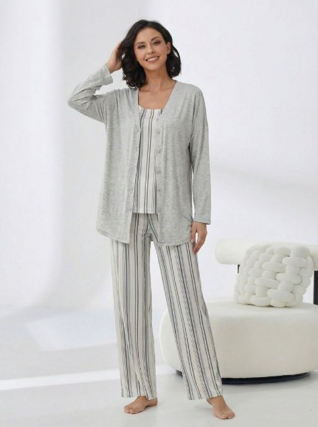 Picture of Women's Three-Piece Pajama with Buttons