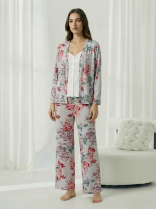 Picture of Women's Three-Piece Pajama with Buttons