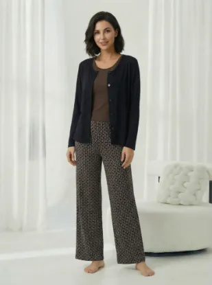 Picture of Women's Three-Piece Pajama with Buttons