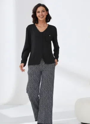Picture of Women's Two-Piece Pajama with Buttons