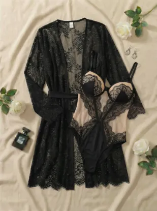 Picture of Women's two-piece lingerie robe