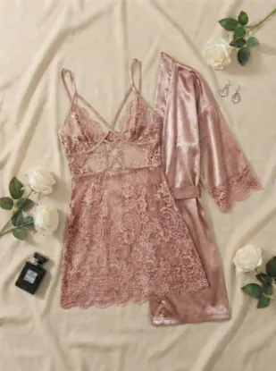 Picture of Women's two-piece lingerie robe