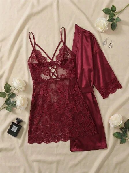 Picture of Women's two-piece lingerie robe